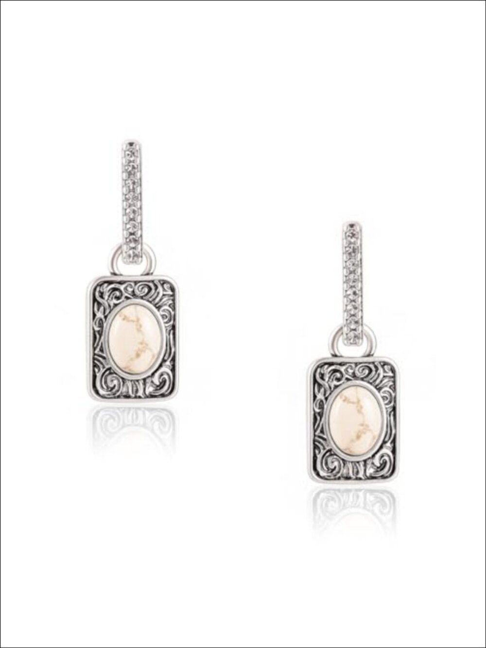 Square Turquoise Hoop Earrings Stainless Steel Copper Western Jewelry